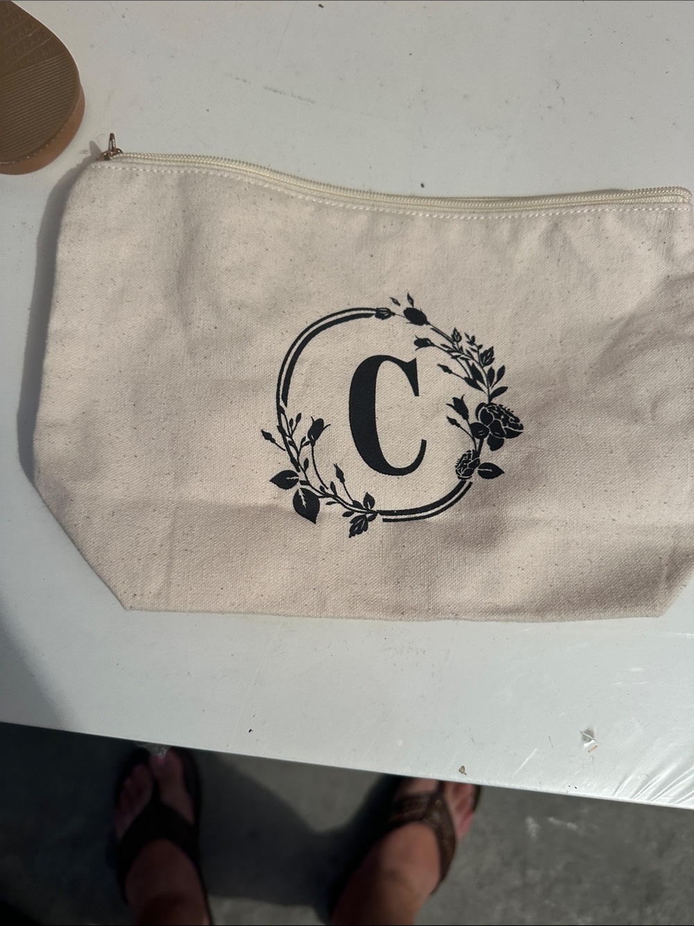 Monogram C Canvas Cosmetic Pouch in Natural